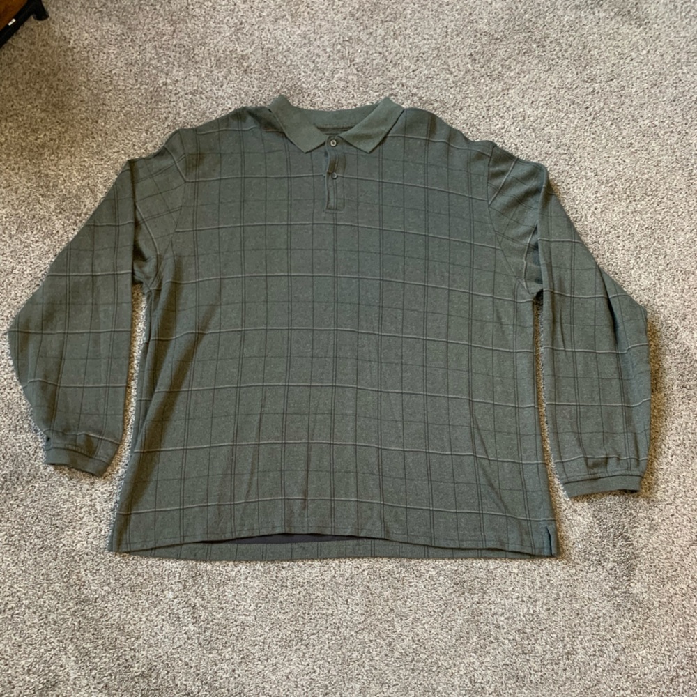 Arrow Green Plaid Long-Sleeve Polo Sweater